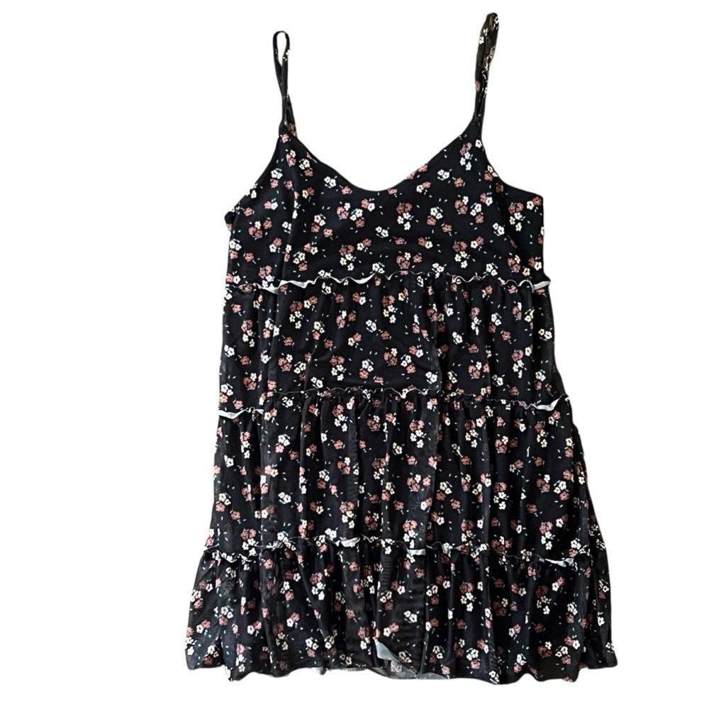 Floral Black Sleeveless Boho Dress XXL Adjustable Straps